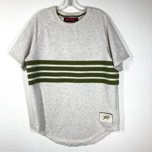Ron Bass Mens Tee Shirt XL Cotton Velcro Gray Green Short Sleeves Crew Neck